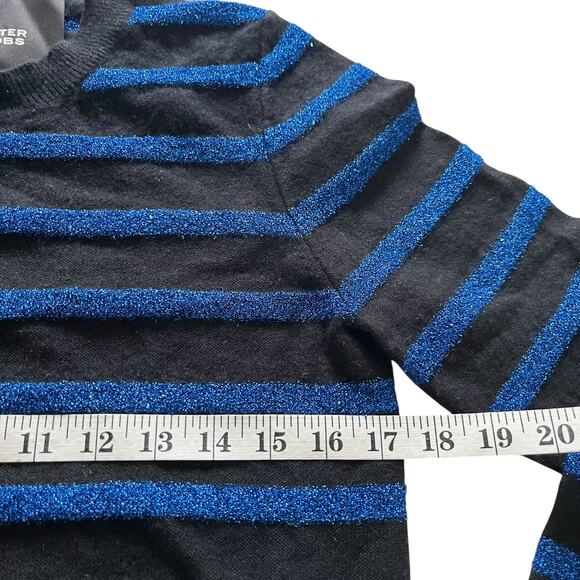 Marc Jacobs The Glam Sparkle Striped Sweater Blue Small Cashmere Metallic Blend - Picture 5 of 7